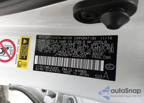 2015 Lexus Ct 200H from USA, damaged, VIN JTHKD5BH7F2226223